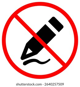 A black pencil icon is crossed out with a red circle indicating editing is prohibited Use this for restriction and safety visuals