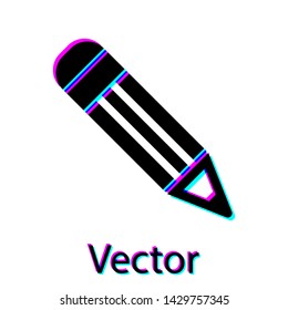 Black Pencil icon isolated on white background. Education sign. Drawing and educational tools. School office symbol.  Vector Illustration