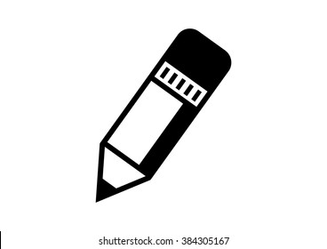 Black pencil icon on white background  