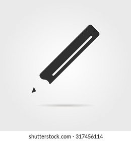 black pencil icon with shadow. concept of sketch item, designer, office supplies, secretarial, graphic, crayon. isolated on gray background. flat style trend modern logotype design vector illustration