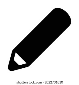 Black pencil icon vector illustration isolated on white background. Silhouette of a pencil.