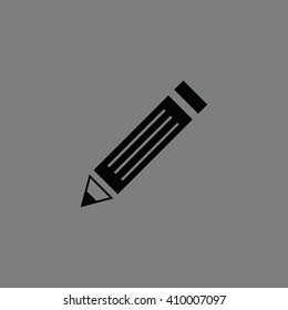 Black pencil icon vector illustration. Gray background