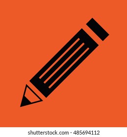 Black pencil icon vector illustration. Orange background