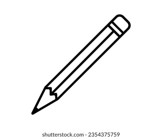 Black pencil, line drawing of a pencil on white transparent background. pencil icon sign symbol. note icon symbol illustration. Vector, eps 10