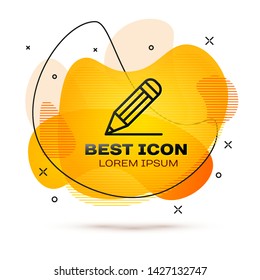 Black Pencil and line icon isolated on white background. Education sign. Drawing and educational tools. School office symbol. Fluid color banner. Vector Illustration