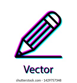 Black Pencil and line icon isolated on white background. Education sign. Drawing and educational tools. School office symbol.  Vector Illustration
