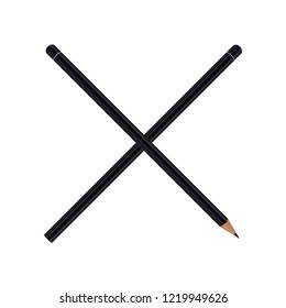 Black pencil. New and sharpened cross on each other. Vector illustration EPS 10