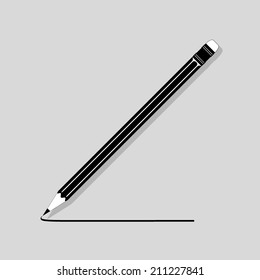 Black pencil with shadow