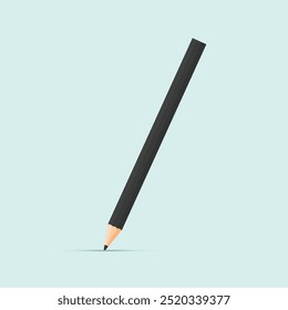 Black pencil with shadow underneath. Vector illustration