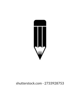 Black pencil with sharp point and eraser on writing