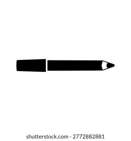 Black pencil with sharpened tip white writing