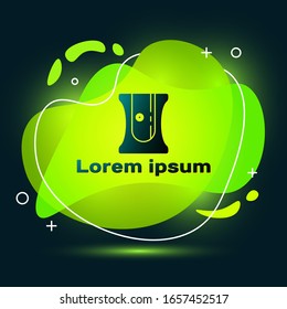 Black Pencil sharpener icon isolated on black background. Abstract banner with liquid shapes. Vector Illustration