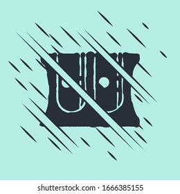 Black Pencil sharpener icon isolated on green background. Glitch style. Vector Illustration