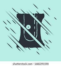 Black Pencil sharpener icon isolated on green background. Glitch style. Vector Illustration