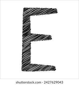 black Pencil sketch of the letter E