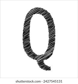 black Pencil sketch of the letter Q