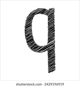 black Pencil sketch of the letter q lowercase