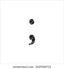 black Pencil sketch of the letter semicolon