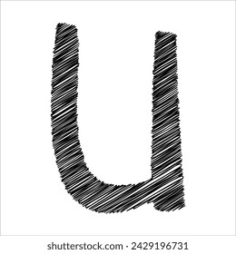 black Pencil sketch of the letter u lowercase