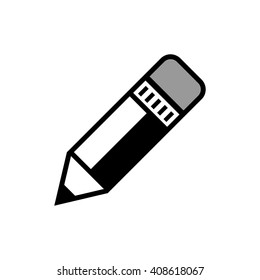 Black pencil vector icon on white background, isolated object