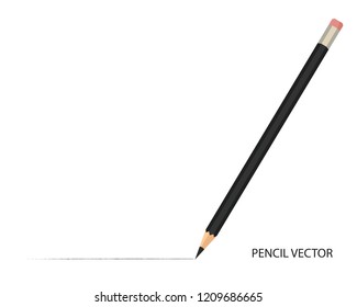 Black pencil vector illustration on white background with copy space