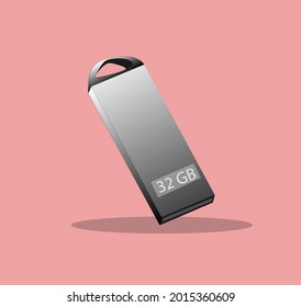 black pendrive with 32gb storage vector design