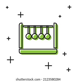 Black Pendulum icon isolated on white background. Newtons cradle.  Vector
