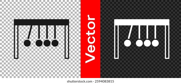 Black Pendulum icon isolated on transparent background. Newtons cradle.  Vector