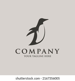 Black penguin logo design vector