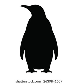 Black Penguin Silhouette: Simple Arctic Bird Icon for Wildlife Design
