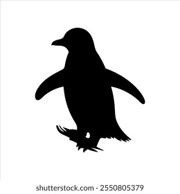 Ilustración vectorial de silueta de pingüino negro sobre fondo blanco