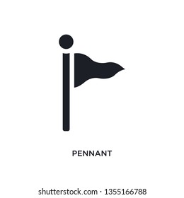 black pennant isolated vector icon. simple element illustration from football concept vector icons. pennant editable black logo symbol design on white background. can be use for web and mobile