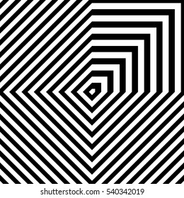 Black pentagons on white background. Symmetric geometric repeating five-sided polygons. Stripped surface pattern design. Closed curves wallpaper. Digital paper for web design. Vector art illustration