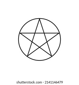 black pentagram in a circle basic simple shape isolated on white background