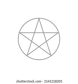 black pentagram in a circle basic simple shape isolated on white background