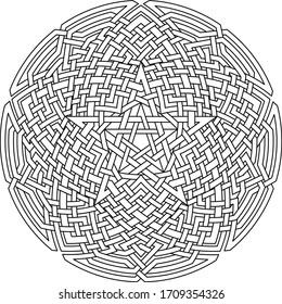Black Pentagram vector pattern with floral vector inside geometric background and huge circular circle vector
