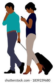 Black people (daily common life ) silhouette vector illustration / traveling couple