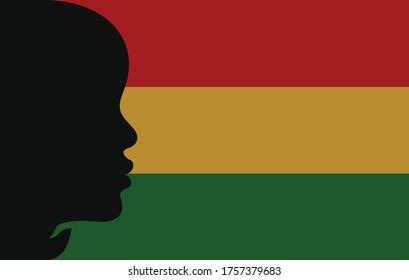 Black People with Flag Background. Design of Banner and Red Yellow Green Flag. Vector logo Illustration.