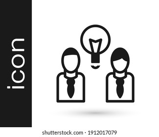 Black People with lamp bulb icon isolated on white background. Concept of idea.  Vector