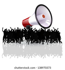 black people silhouettes shouting. crowd concept