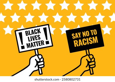 Black People Spirit and Equality Movement Design with Yellow Background and Motivational Message