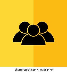 Black people vector icon. Yellow background