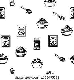 Black Pepper Aromatic Hot Spice Vector Seamless Pattern Thin Line Illustration