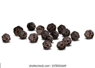 Black Pepper Close Up Realistic Vector Illustration