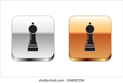 Black Pepper icon isolated on white background. Cooking spices. Silver-gold square button. Vector Illustration