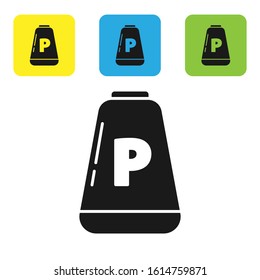 Black Pepper icon isolated on white background. Cooking spices. Set icons colorful square buttons. Vector Illustration