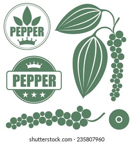 Black pepper logo. Isolated pepper on white background. EPS 10. Vector illustration