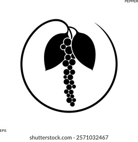 Black pepper logo. Isolated black pepper on white background