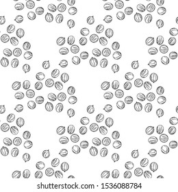 Black pepper seamless pattern.  Engraving vintage style. Vector illustration.