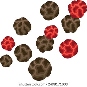 Black pepper seeds. Food spice color icon